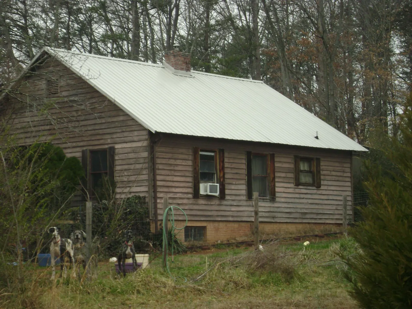 White metal roof on an old wood sided farmhouse, from a Asphalt Shingle Roof Repair job in Elizabeth City